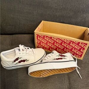 Vans Girls White Floral Sneakers - brand new never worn